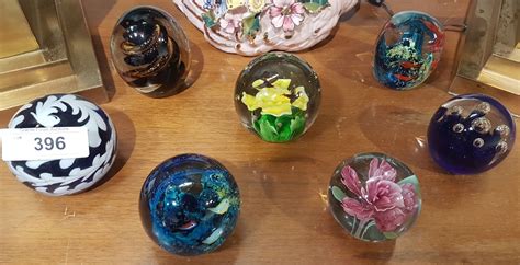 Lot Of 7 Art Glass Paperweights