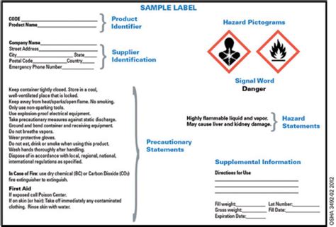 osha secondary container label template  label ideas