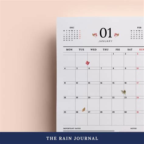 2021 Calendario Mensual Imprimible Calendario 2021 Etsy