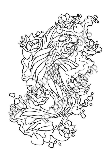 koi fishes adult coloring book printable adult coloring book page