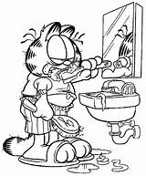 Garfield Brushing Teeth Coloriage Brosse Dents Colorir Kolorowanka Kolorowanki Riscos Druku Imprimer Gifgratis sketch template