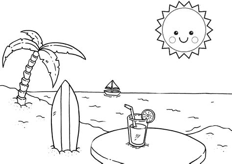 beautiful sun relaxing summer beach coloring pages print color craft