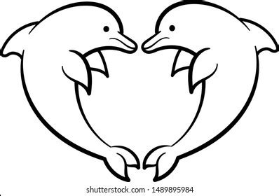 dolphin   shape   heart pages coloring pages