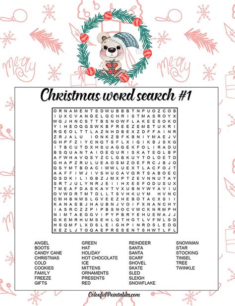 printable christmas word search puzzles christmas word search