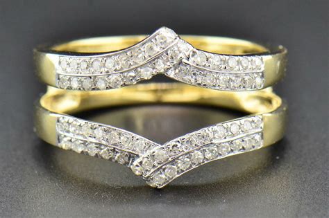 yellow gold  row diamond enhancer wrap engagement ring