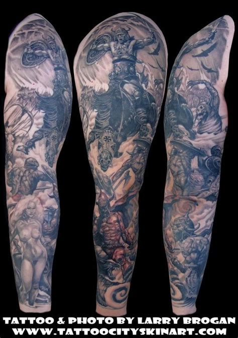 Frank Frazetta Sleeve By Larry Brogan Tattoos Tattoos Insane