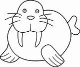 Walrus Clipart Coloring Clip Seal Ocean Cute Wave Water Otter Rangers Animals Cliparts Power Pages Color Kids Printable Fruit Nutria sketch template