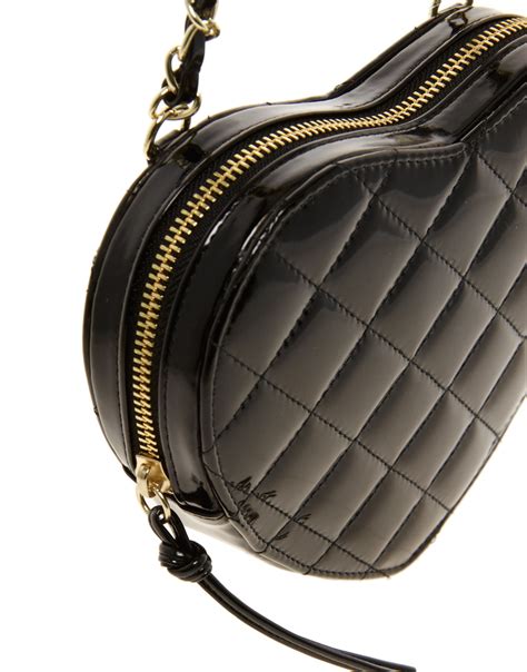 asos quilted heart cross body bag  black lyst