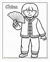 Coloring Pages Multicultural China Asian Worksheets Chinese Kids Heritage Traditional Education Pacific Clothing Colouring Sheets Around Different Dance Activities Culture sketch template