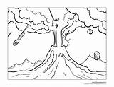 Coloring Volcanoes Erupting Volcano Pages Print sketch template