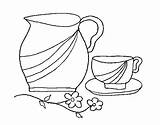 Jarra Taza Jarro Jug Brocca Tazza Copo Colorier Cruche Te Acolore Coloritou sketch template