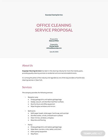 cleaning service proposal template google docs word apple pages
