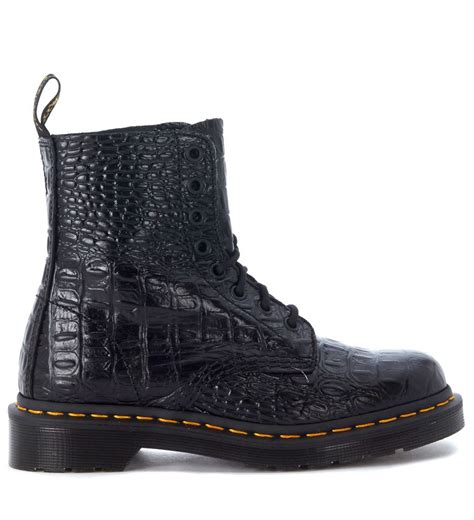 dr martens dr martens pascal black leather crocodile ankle boots nero womens boots italist