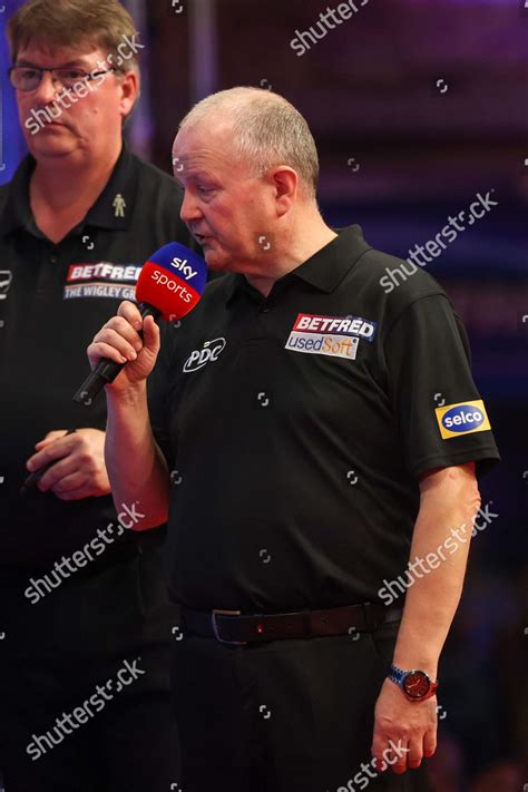 pdc darts referee george noble  editorial stock photo stock image shutterstock