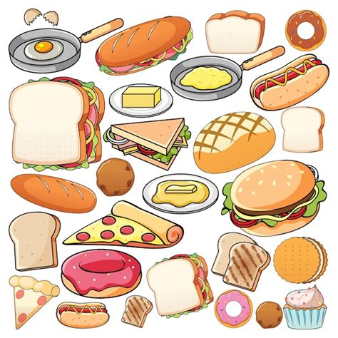 vector  kinds  food  white background