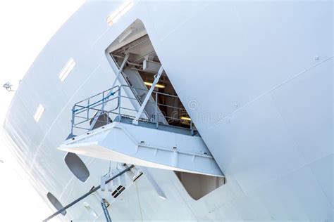 open hatch  hull  white cruise ship stock photo image  hatch
