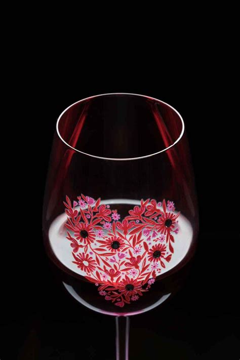 Hand Painted Wine Glass With Heart By Sarah Flannery Photo
