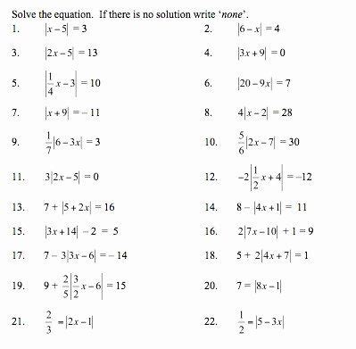 absolute  inequalities worksheet answers awesome graphing absolute