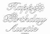 Birthday Happy Aunt Auntie Coloring Pages Cards Drawing Printable Color Template Clipart Print Getcolorings Getdrawings sketch template