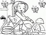 Coloring Garden Pages Watering Kids Girl Gardening Drawing Flower Plant Flowers Printable Tools Little Kid Colouring Spring Color Print Fx sketch template