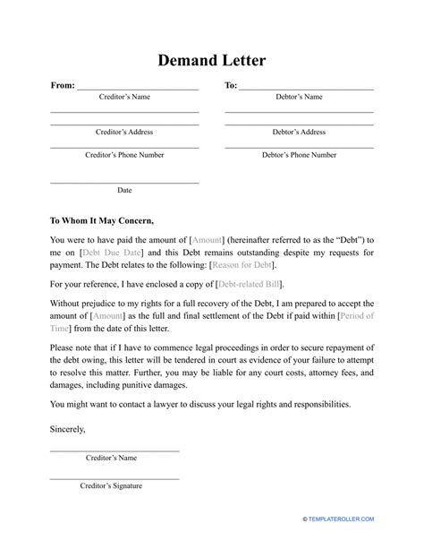 Free Demand Letter Template Texas Printable Templates
