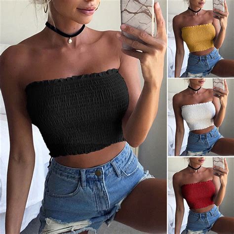 2018 women sexy solid elastic tube tops ladies bra strapless bandeau