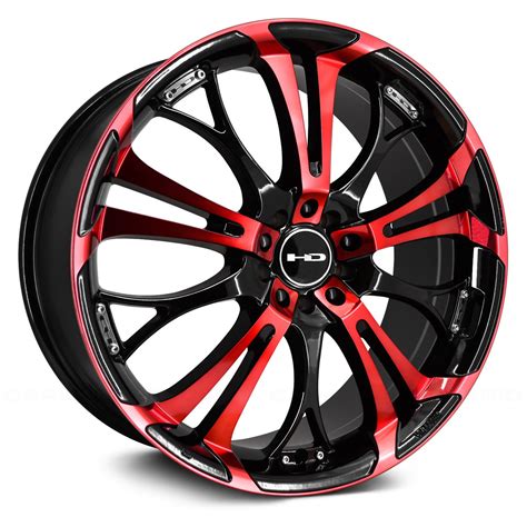 hd wheels spinout wheels gloss black  red face rims