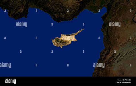 satellite image  cyprus highlighted stock photo alamy