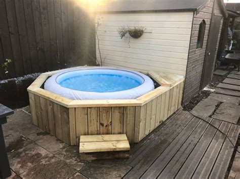 Image Result For Inflatable Hot Tub Steps Hot Tub Surround Diy Hot
