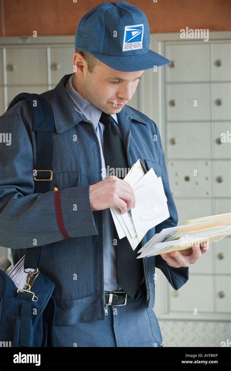 male postal worker   mail stock photo alamy
