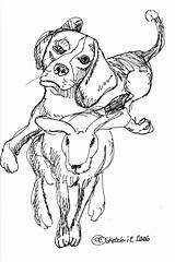 Beagle Rabbit Chasing Drawing Line Sketch Getdrawings sketch template