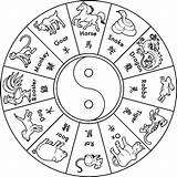 Coloring Zodiaco Wheel Chino Astrology Horoscope Zodiacos Coloringhome Zodiacal Sketch Soguiente sketch template