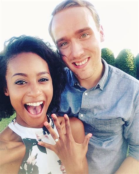 excited newly engaged interracial couple love wmbw bwwm swirl bwwm