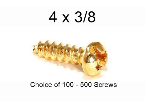 100 Screws Small Brass Plated Steel 4 X 3 8 Pan Head Screws Etsy