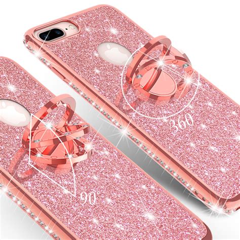 Apple Iphone 8 Case Glitter Cute Phone Case Girls With Kickstand Blin