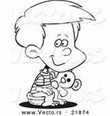 Potty Boy Cartoon Outlined Coloring Using Training sketch template