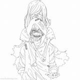 Ghoul Kaneki Xcolorings Kirishima sketch template