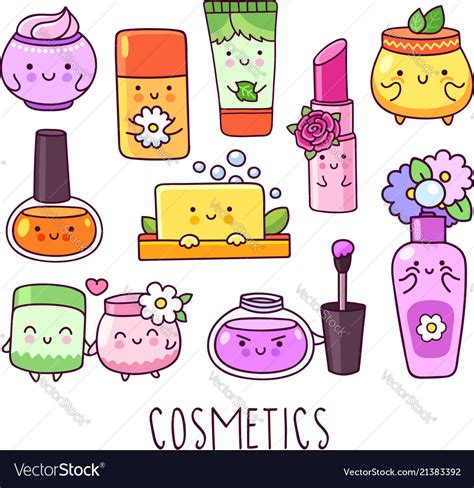 collection of funny cosmetics royalty free vector image