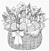 Easter Coloring Pages Basket Kleurplaten Eggs Adult Drawings Adults Mandala Books Printable Colouring Spring Color Egg Icolor Bunny Sheets Bloemen sketch template