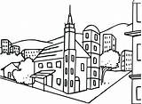 Coloring City Pages Kids Bestcoloringpagesforkids Color People Drawing Church Worksheets sketch template