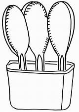 Spoon Coloring Pages Spoons Wooden Coloringway sketch template