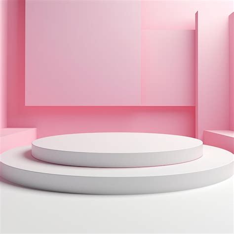 premium ai image    white platform   pink room   pink