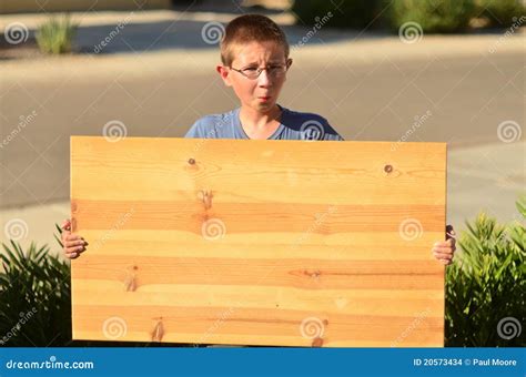 boy  sign stock photo image  blank display young