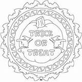 Halloween Mandala Coloring Treat Adult Trick Bats Designs Books Pages Embroidery Printable Happy Witches sketch template