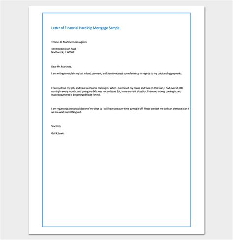 hardship letter template   word  format