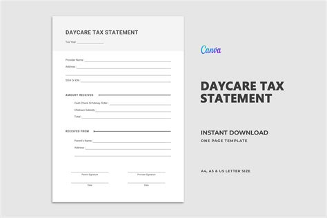 daycare tax statement form graphic  laxmiowl creative fabrica