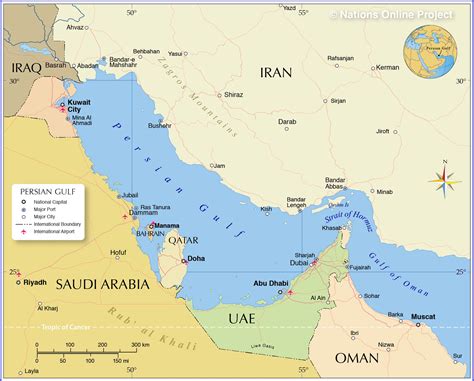 political map  persian gulf nations  project