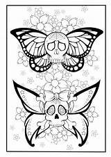 Coloring Pages Skull Tattoo Adult Butterfly Sugar Colouring Drawing Printable Book Adults Dead Sheets Ink Skulls Print Tattoos Books Add sketch template
