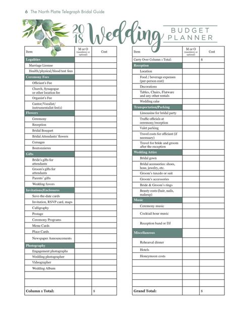 wedding budget worksheet  vendor checklists printable planner