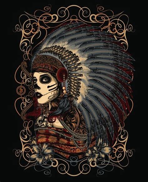 Native Warrior Woman With Images Art Sugar Skull Art